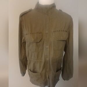 Democracy Khaki Utility Jacket Lace Up Back Sz M